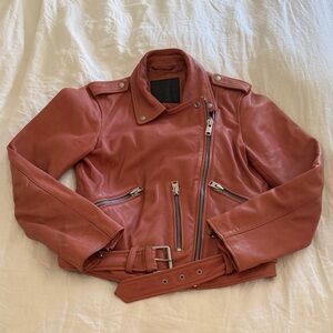 Women's All Saints Leather Biker jacket - rusty rose color
